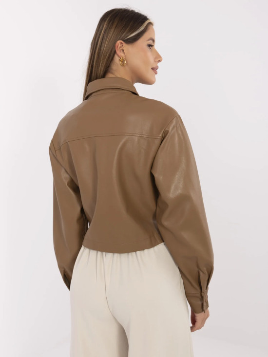 Übergangsjacke aus Kunstleder in Camel