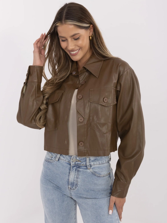 Braune Übergangsjacke aus Kunstleder