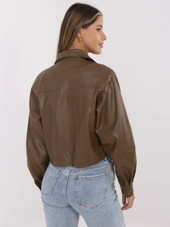 Braune Übergangsjacke aus Kunstleder