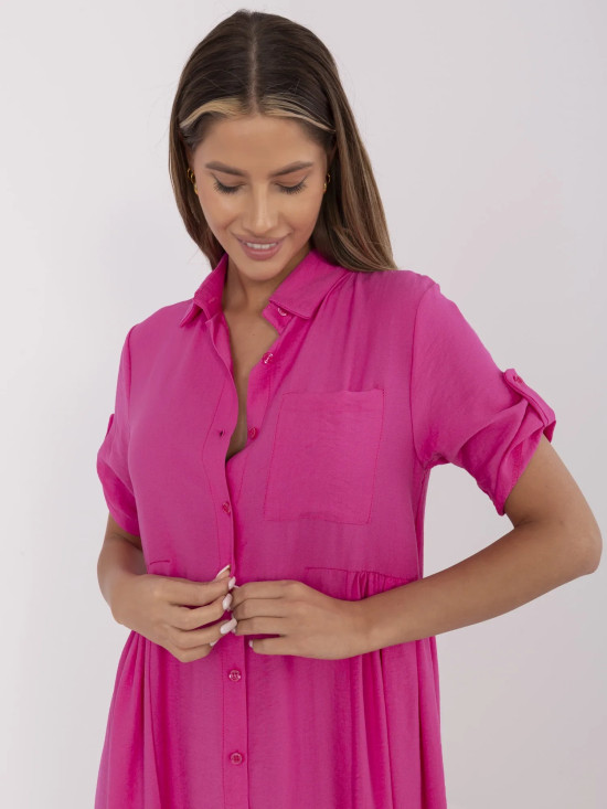 Rosa ausgestellte Kleider mit kurzen Ärmeln