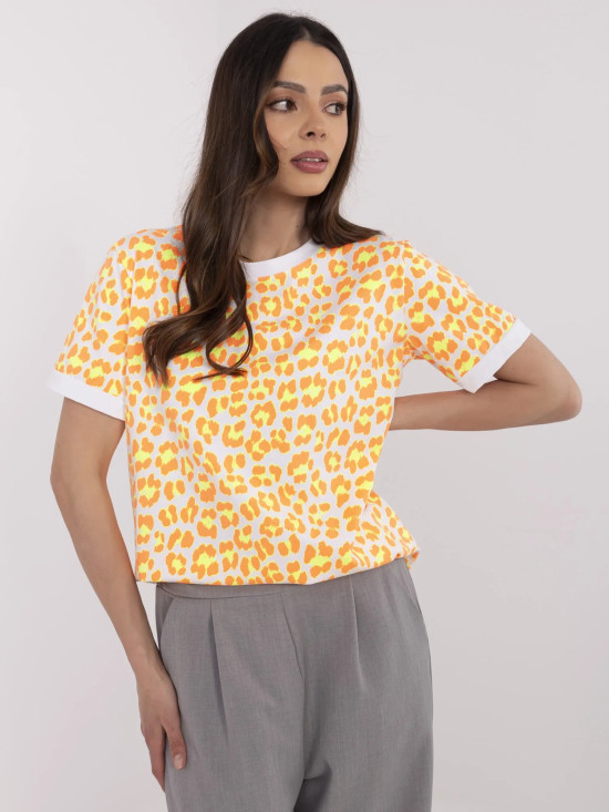 Stylische orange Bluse mit kurzen Ärmeln