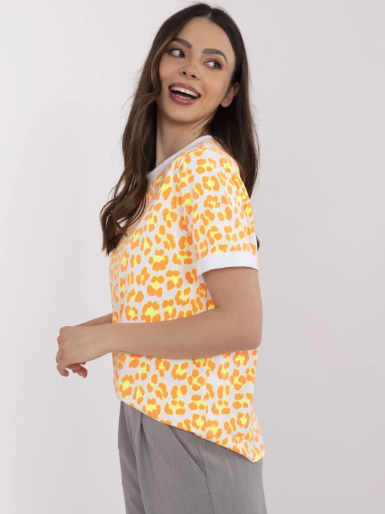 Stylische orange Bluse mit kurzen Ärmeln