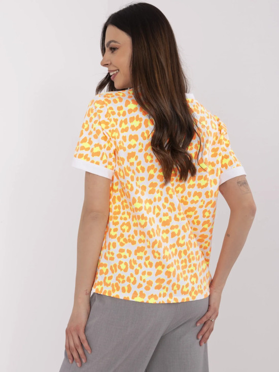 Stylische orange Bluse mit kurzen Ärmeln
