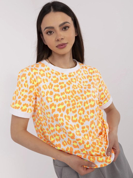 Stylische orange Bluse mit kurzen Ärmeln