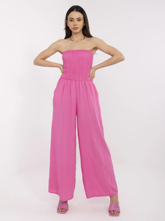 Rosa Overall mit weitem Bein