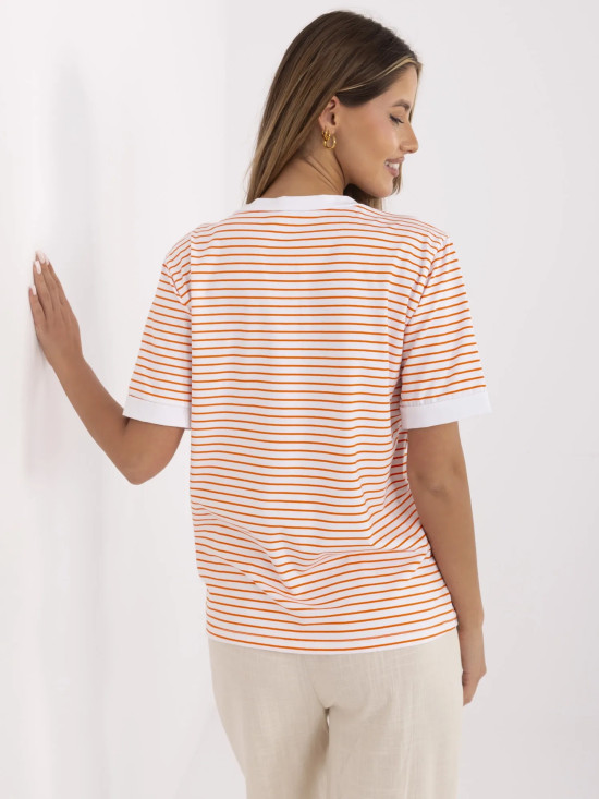 Bequeme orange Bluse mit V-Ausschnitt