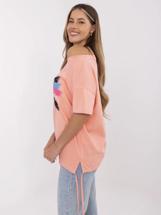 Korallen T-Shirt mit Applikation und Stickerei