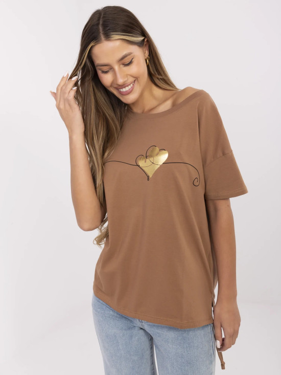 Stylisches T-Shirt mit kurzen Ärmeln in Beige