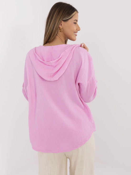 Rosa Bluse mit Kapuze