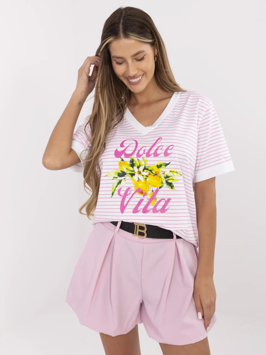 Stylische rosa Bluse mit V-Ausschnitt