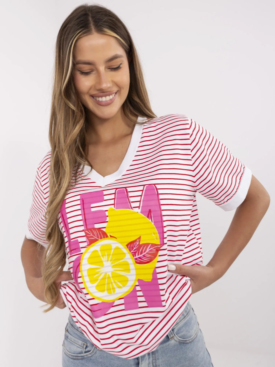 Stylische rote Bluse mit kurzen Ärmeln