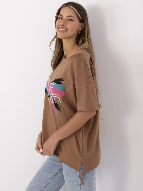 Stylisches T-Shirt mit Applikation in Beige