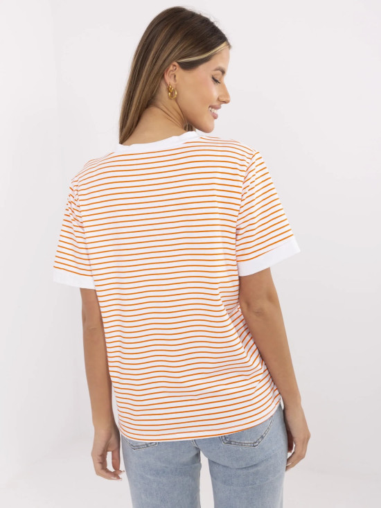 Bequeme orange Bluse mit V-Ausschnitt