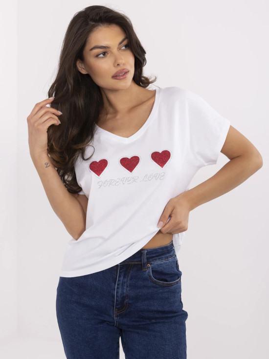 Weißes T-Shirt mit Applikation