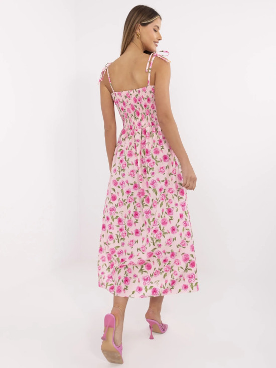 Rosa ausgestellte Kleid mit Blumenmuster