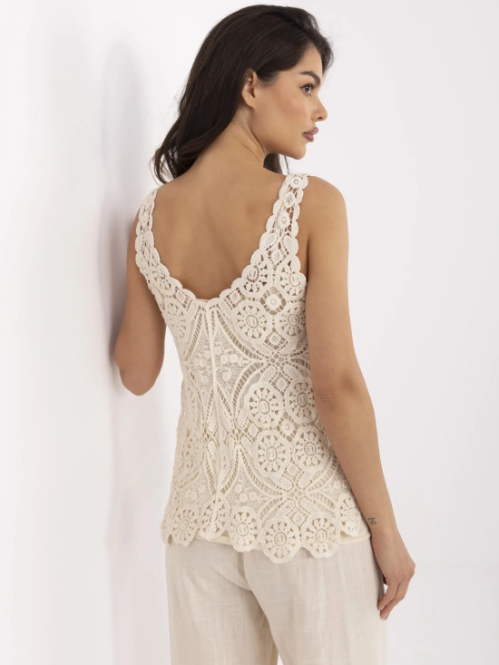 Beige Bluse mit V-Ausschnitt