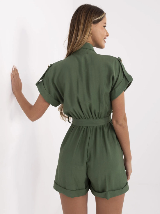 Stylischer khaki Overall mit kurzen Ärmeln