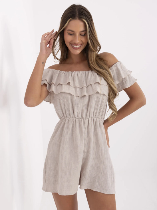 Beige Overall mit Rüschen