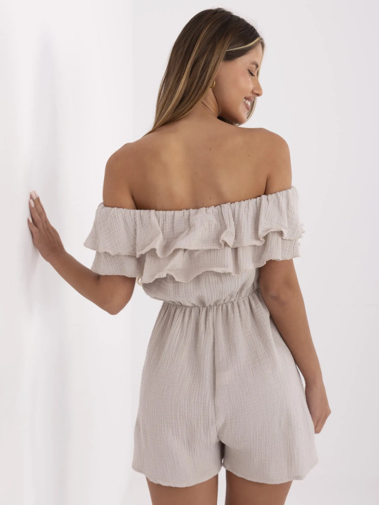 Beige Overall mit Rüschen