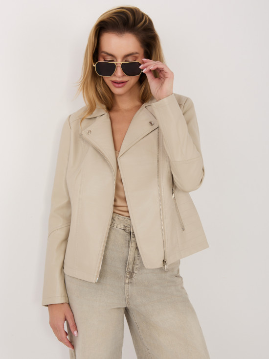 Beige Übergangsjacke aus Kunstleder