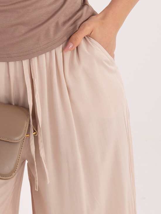Beige Palazzo-Hose aus Viskose