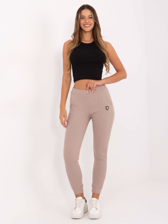 Beige gerippte Jogginghose