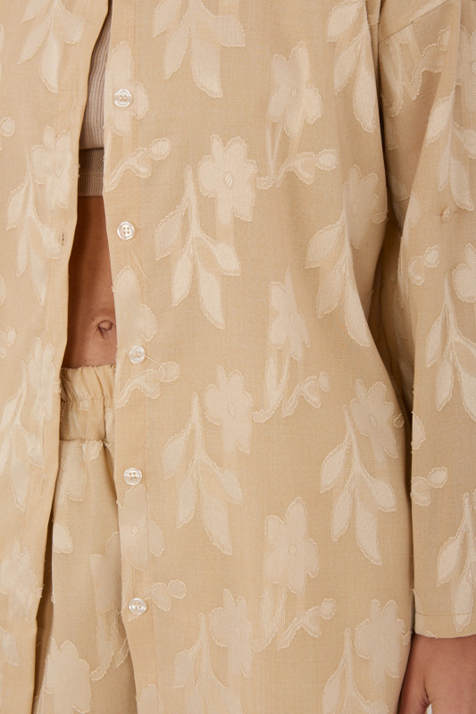 Beiges Set aus Viskose mit Hemd und Hose