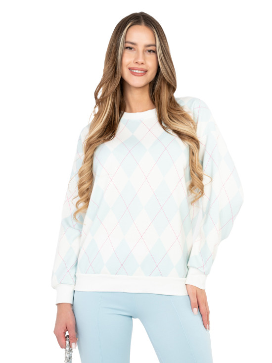 Damen-Sweatshirt in Mint mit geometrischem Muster