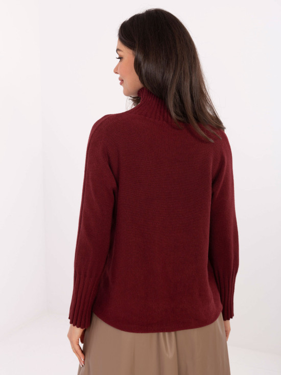 Bordeauxfarbener Rollkragenpullover