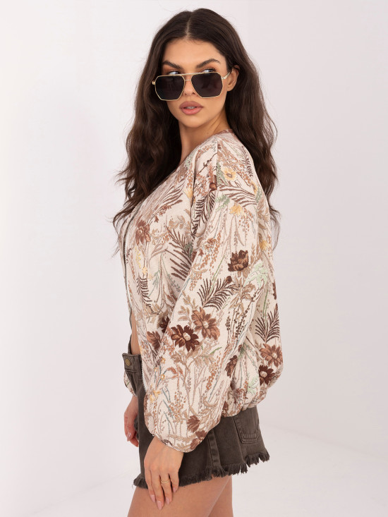 Braune geblümte Bomberjacke mit Futter