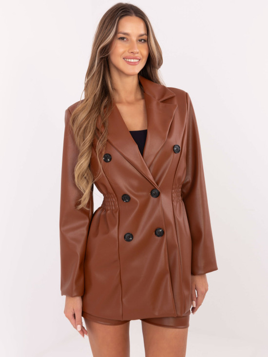 Brauner Damen-Blazer mit doppelreihigem Verschluss