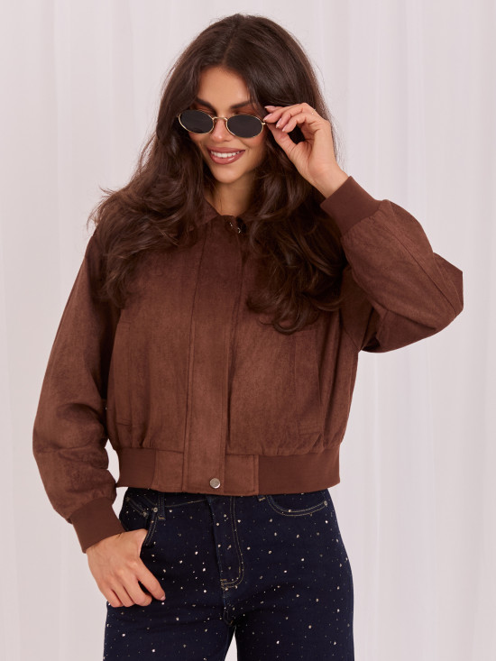 Braune Übergangsjacke aus Kunstleder