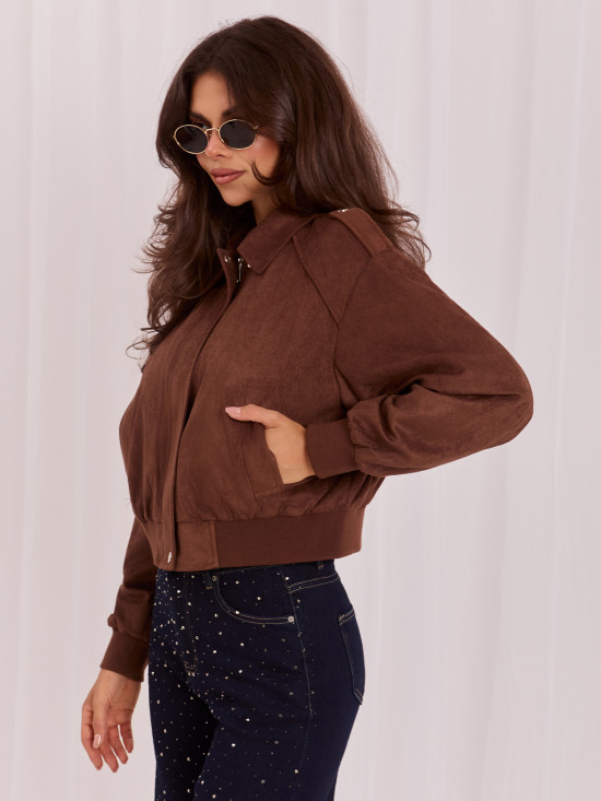 Braune Übergangsjacke aus Kunstleder