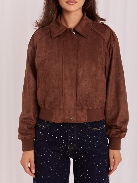 Braune Übergangsjacke aus Kunstleder