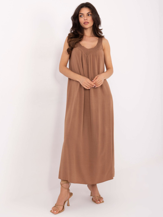Braunes Oversize Kleid mit V-Ausschnitt
