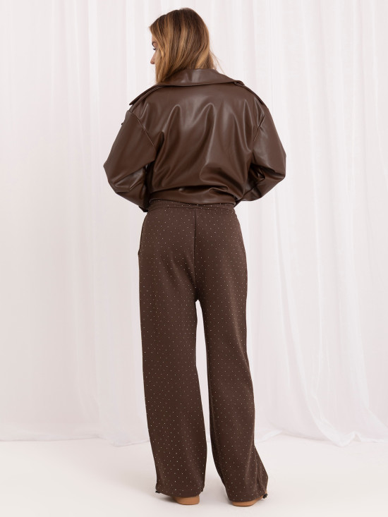 Braune weite Sweatpants mit Applikation