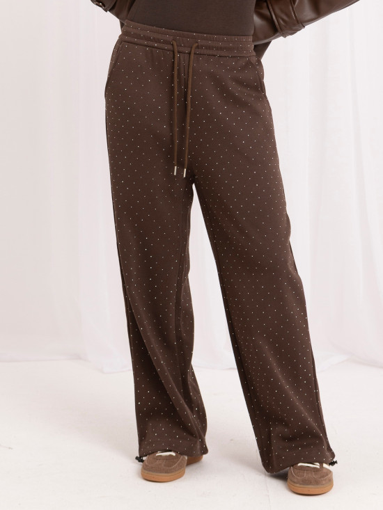 Braune weite Sweatpants mit Applikation