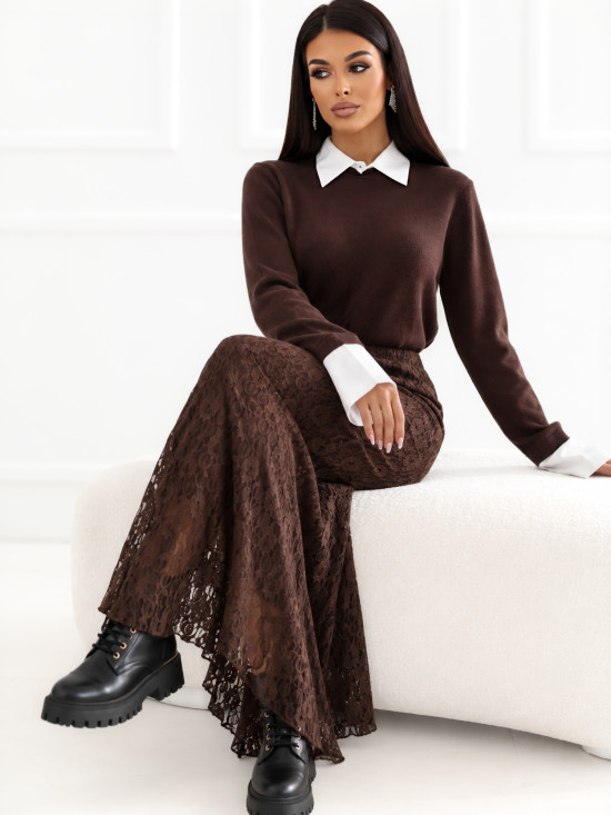 Eleganter brauner Polo-Pullover