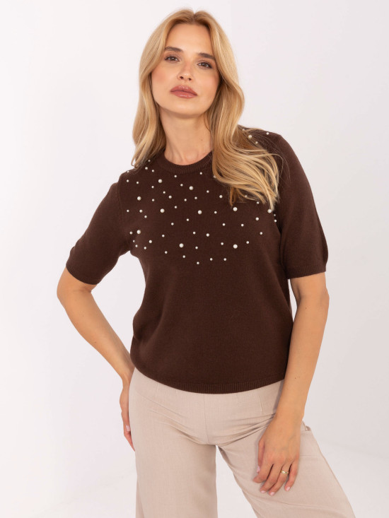 Eleganter brauner Pullover mit Applikation