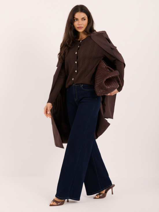 Eleganter brauner Pullover mit Rundhalsausschnitt
