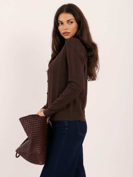 Eleganter brauner Pullover mit Rundhalsausschnitt