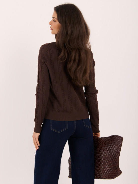 Eleganter brauner Pullover mit Rundhalsausschnitt