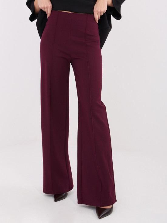 Bordeauxfarbene Wide-Leg-Hose mit hohem Bund