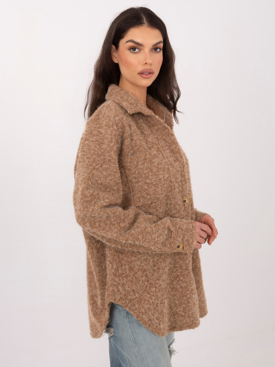 Stilvolle Camel-Jacke mit Kragen und Taschen