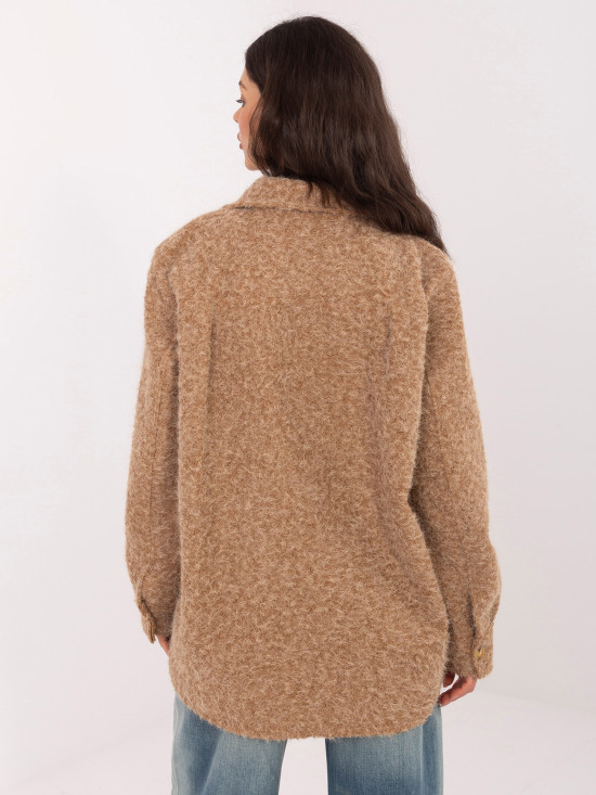 Stilvolle Camel-Jacke mit Kragen und Taschen