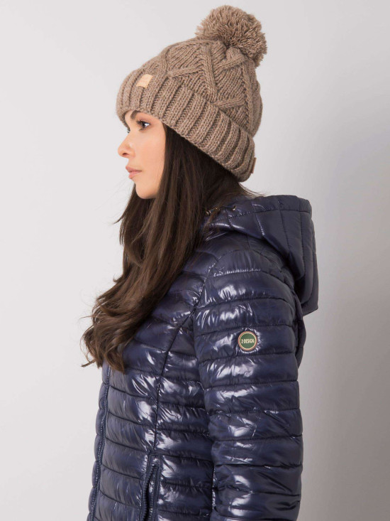 Wintermütze in dunkelbeige mit Futter