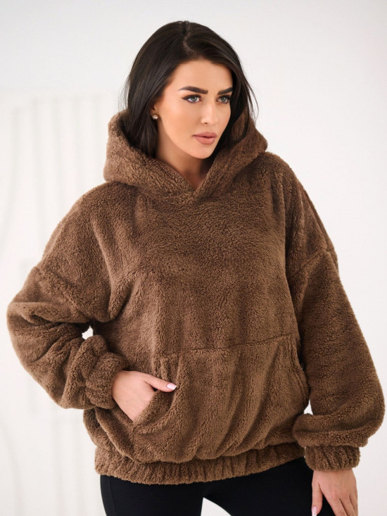 Beiges Kapuzen-Sweatshirt mit Tasche