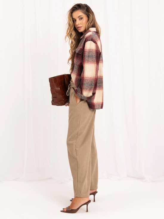 Beige Balloon Fit Hose mit hohem Bund