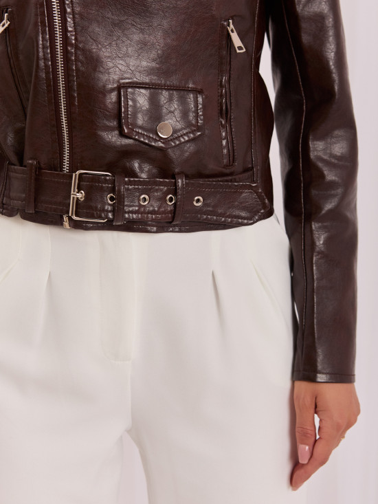 Braune Übergangsjacke aus Kunstleder