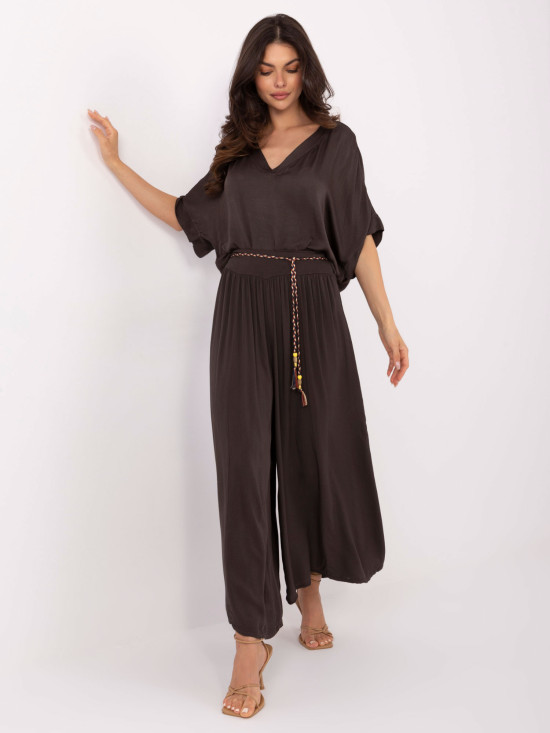 Elegante Palazzo-Hosen in Dunkelbraun